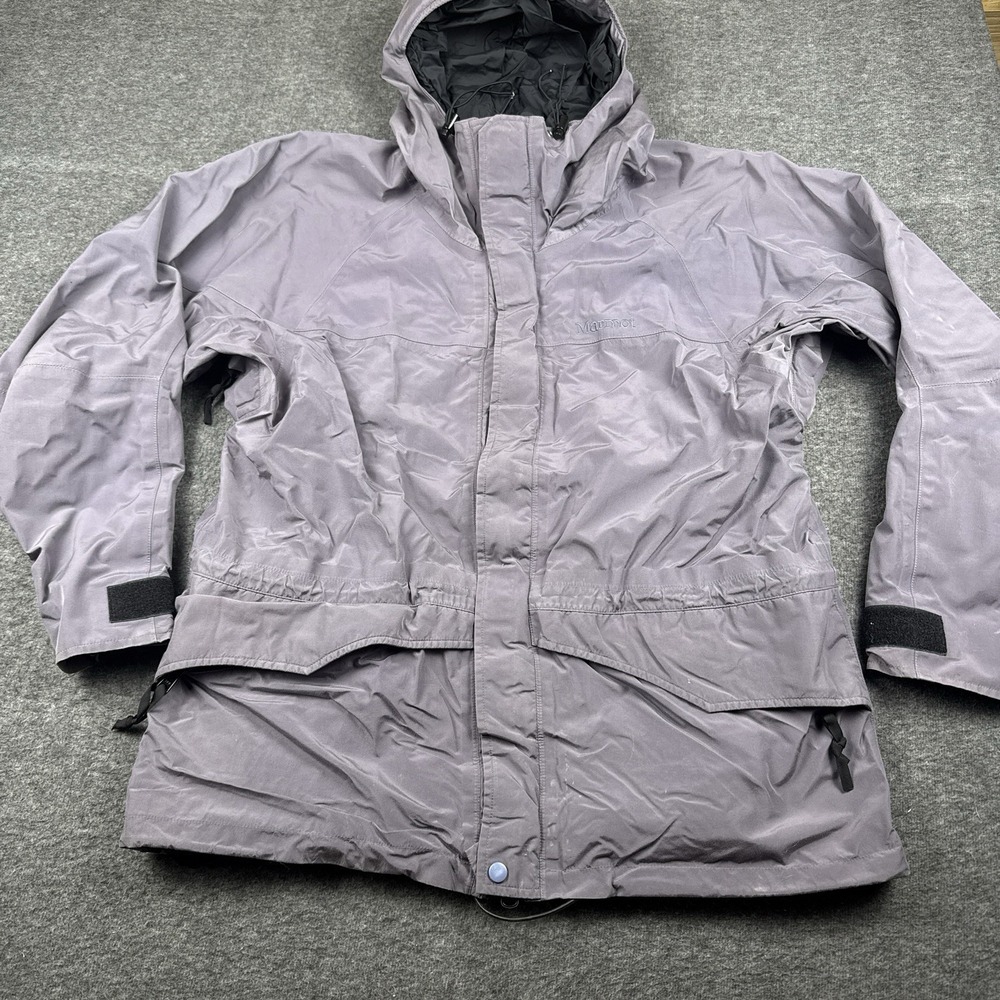 Vintage Marmot Jacket Women Large Purple Ski Powder Skirt Pockets Hike Climb